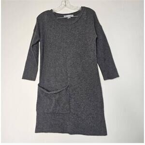 Sea Bleu Gray Pocket Knit Sweater Dress Long Sleeves Style Tunic Small